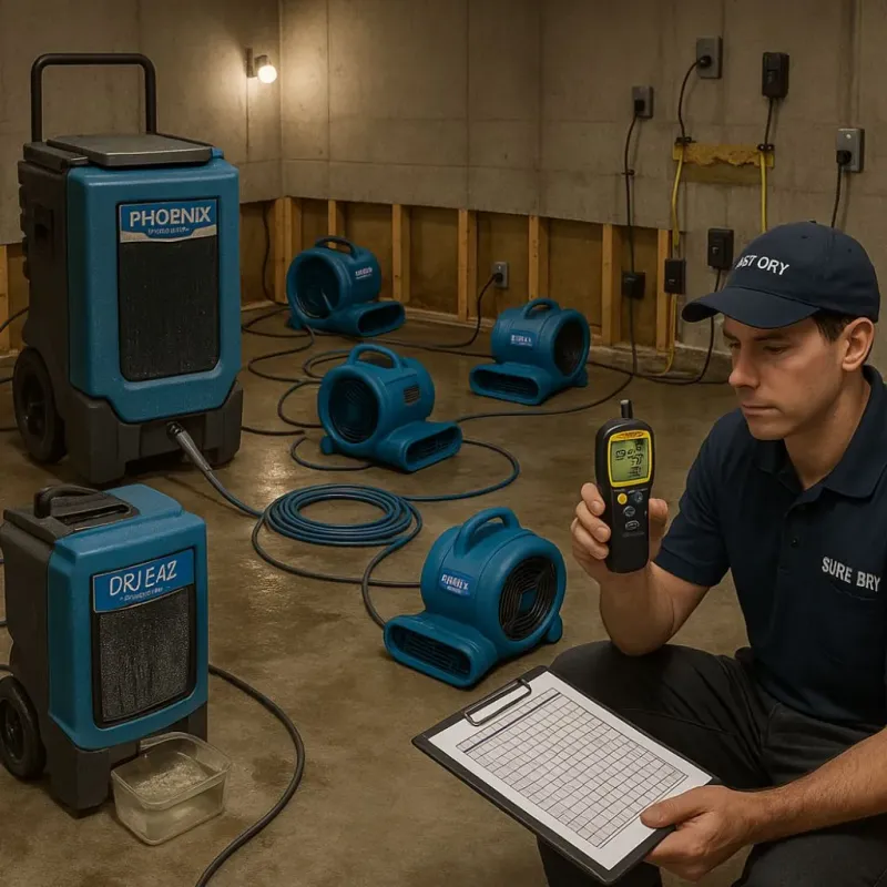 Structural Drying and Dehumidification process in Palmhurst, TX